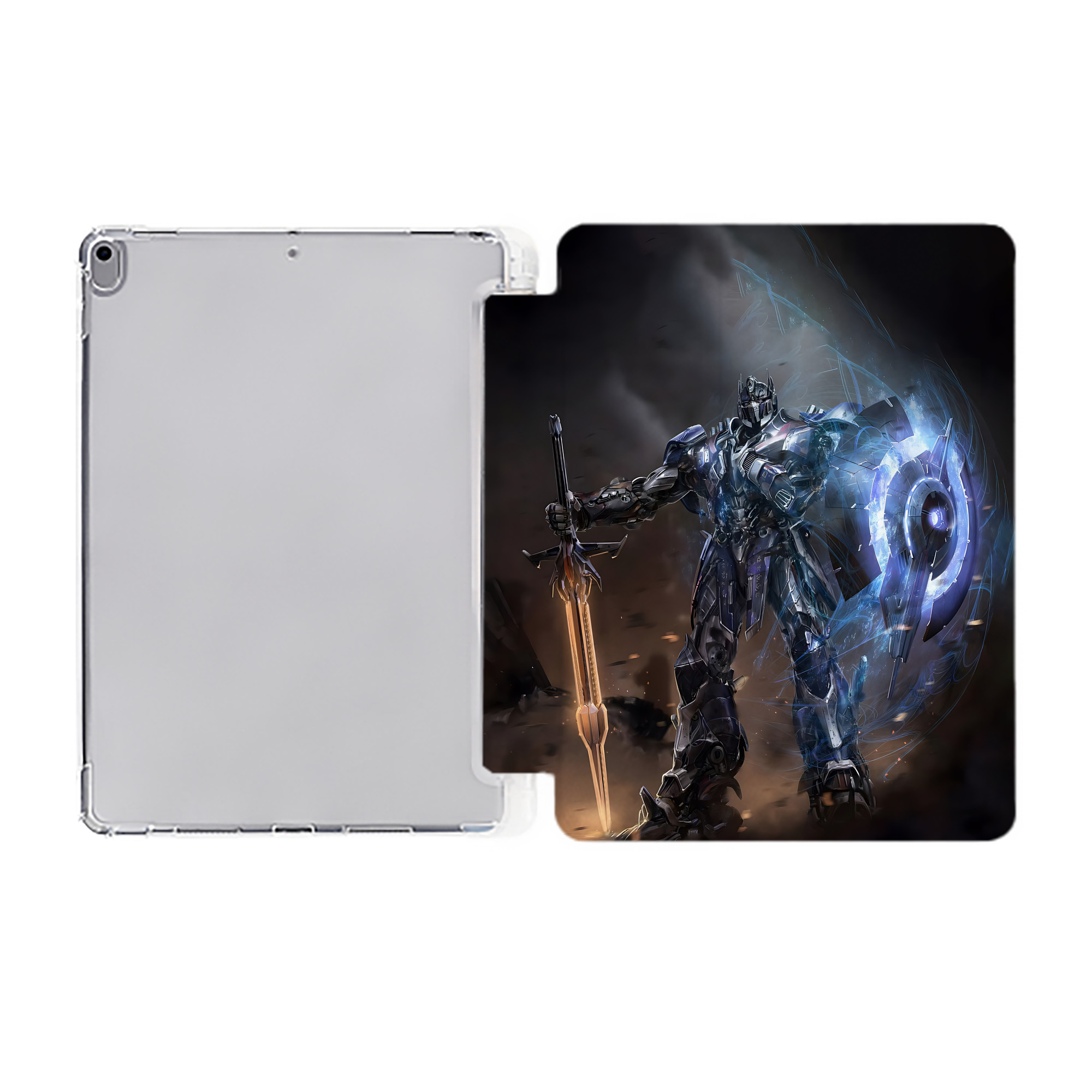 （画像用） Transformers トランスフォーマー IPad ケース ペン収納付き 三つ折りスタンド PUレザー×シリコン 対応機種9.5/10.5/10.9インチ